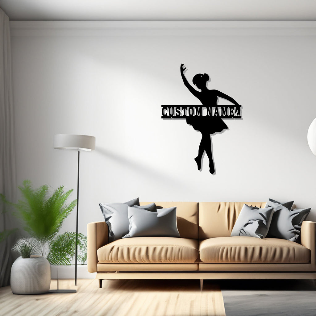 Custom Ballerina Metal Wall Art, Personalized Ballet Dancer Name Sign Decoration For Room, Ballerina Metal