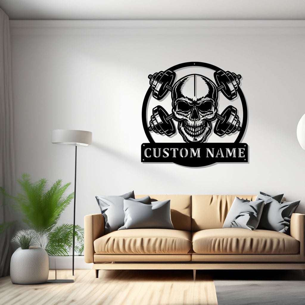 Custom Gym Skull Metal Wall Art,Personalized Gymer Name Sign Decoration For Room, Gym Metal Home Decor, Custom Gym Skull, Gym Skull Lover