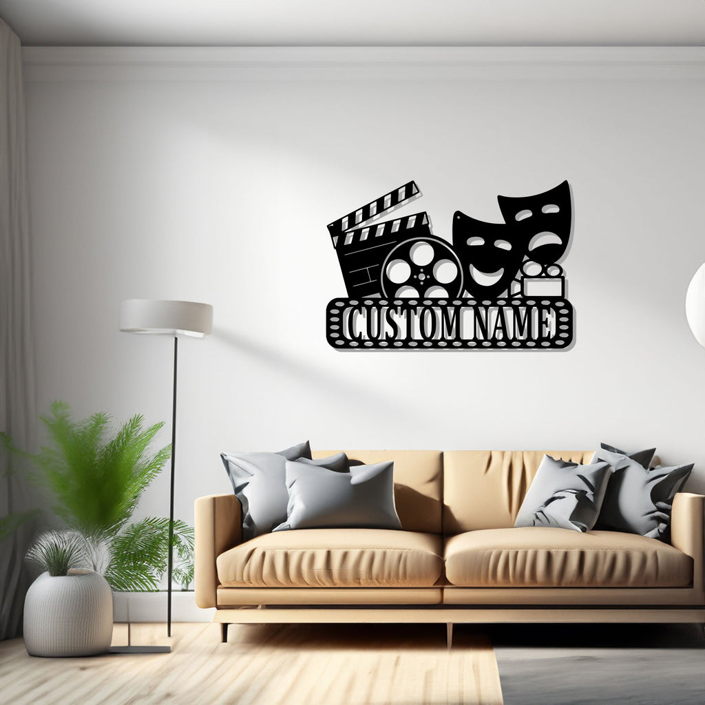 Custom Theatre Metal Wall Art, Personalized Theater Name Sign Decoration For Room, Theater Metal Decor,Theater Metal Sign