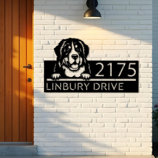 Custom Metal Berne cattle dog Puppy Metal Address Sign House number Hanging Address Plaque Yard Sign Outdoor decor