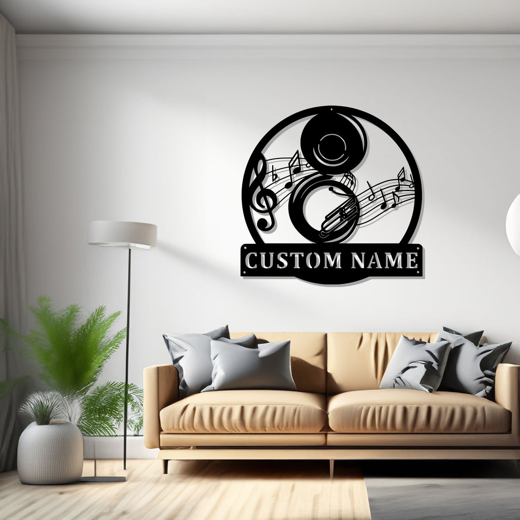 Custom Sousaphone Musical Instrument Metal Wall Art, Personalized Sousaphone Teacher Name Sign Decoration For Room, Sousaphone Home Decor