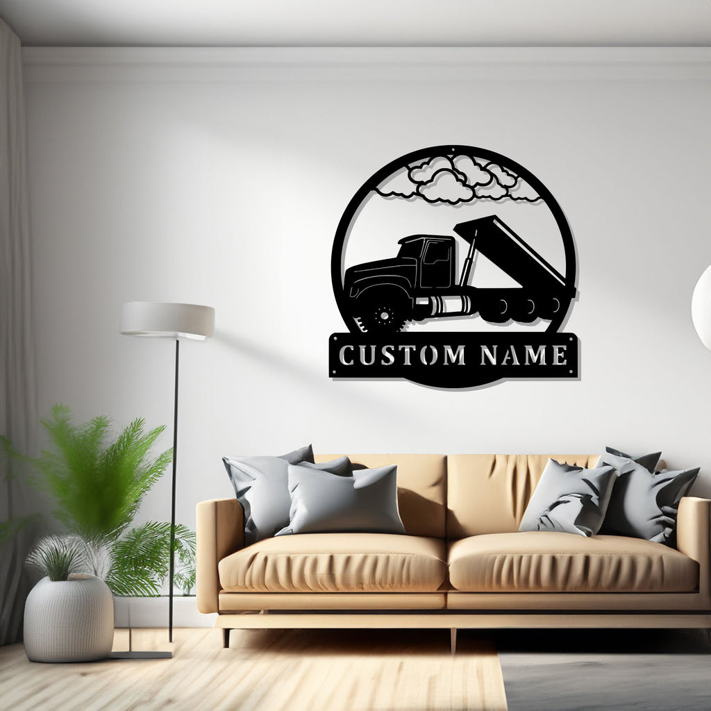 Custom Roll Off Truck Metal Wall Art, Personalized  Truck Driver Name Sign Decoration For Room, Roll Off Truck Home Decor. Custom Truck