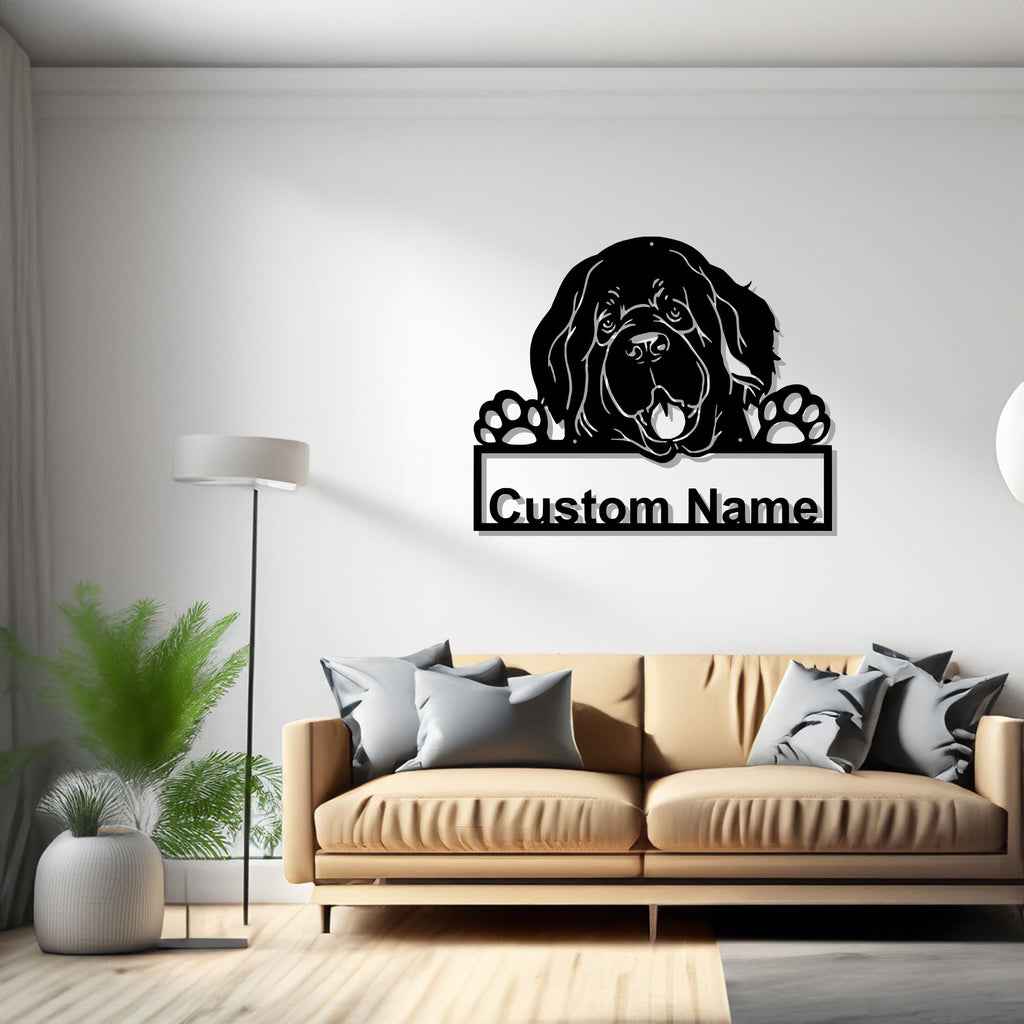 Custom Newfoundland Dog Metal Wall Art, Personalized Newfoundland Name Sign Decoration For Room,Newfoundland Metal Home Decor
