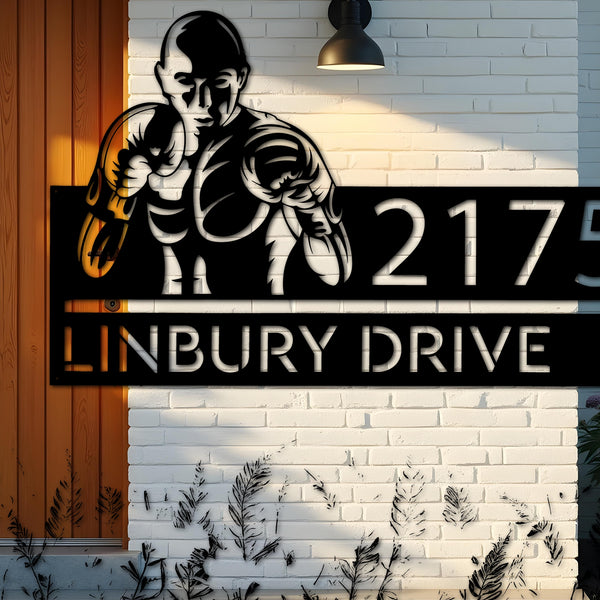 Custom Metal Boxing fighter boxer Metal Address Sign, House number, Outdoor Number Signage, Yard Sign Address Plate002