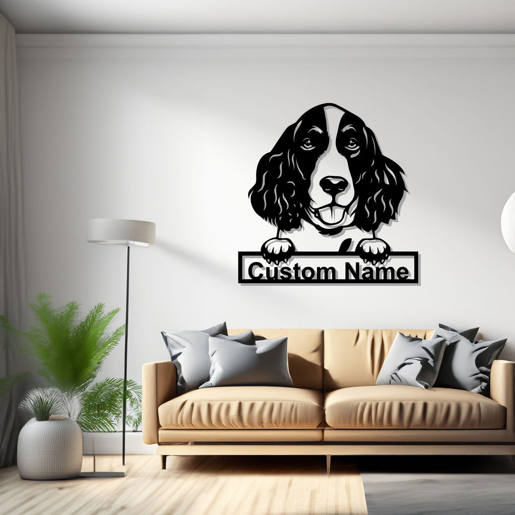 Custom English Springer Spaniel Metal Wall Art, Personalized English Springer Spaniel Name Sign Decoration For Dog Room