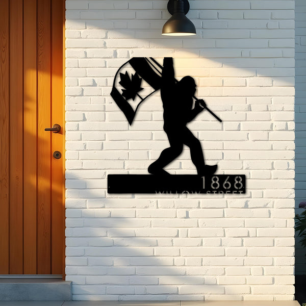 Custom Metal Bigfoot Sasquatch With Canada Flag Metal Address Sign Custom Hanging Address Plaque Yard Sign Outdoor Sign