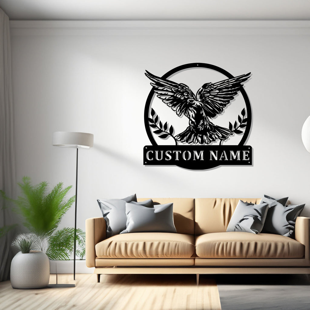 Custom Dove Bird Metal Wall Art, Personalized Dove Bird Name Sign Decoration For Room, Dove Bird Metal Home Decor, Custom Dove Bird