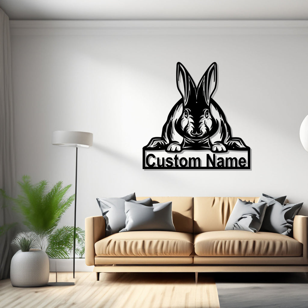 Custom Rabbit Metal Wall Art, Personalized Rabbit Name Sign Decoration For Room, Rabbit Home Decor, Custo Rabbit, Rabbit Metal Wall Decor