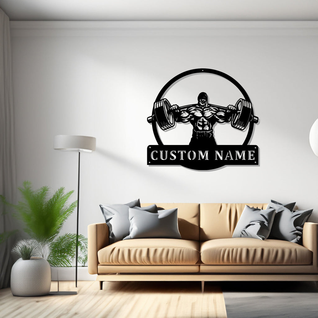 Custom Powerlifting Man Metal Wall Art, Personalized Powerlifting Name Sign Decoration For Room, Powerlifting Metal Home Decor, Powerlifting - 1219788411