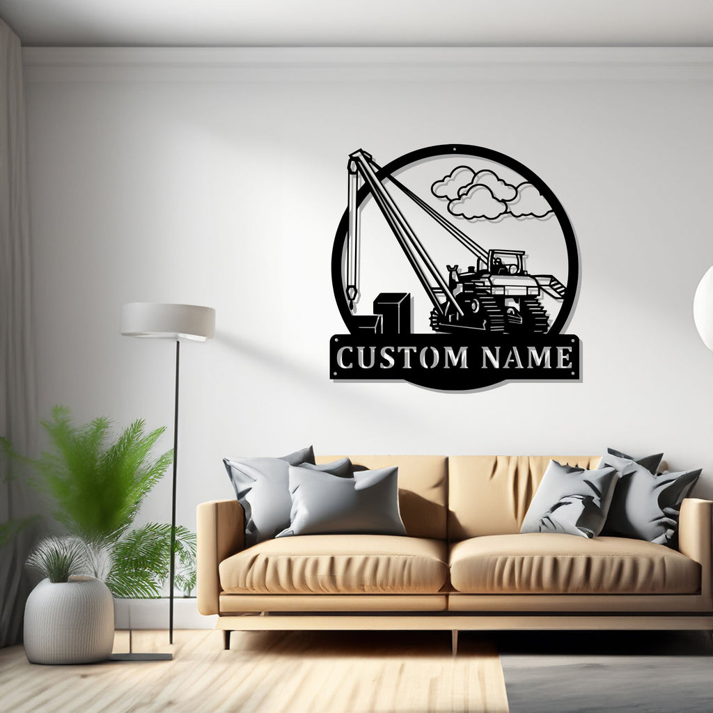 Custom Pipelayer With Operator Metal Wall Art,Personalized Pipelayer Truck Name Sign Decoration For Room,Pipelayer Home Decor