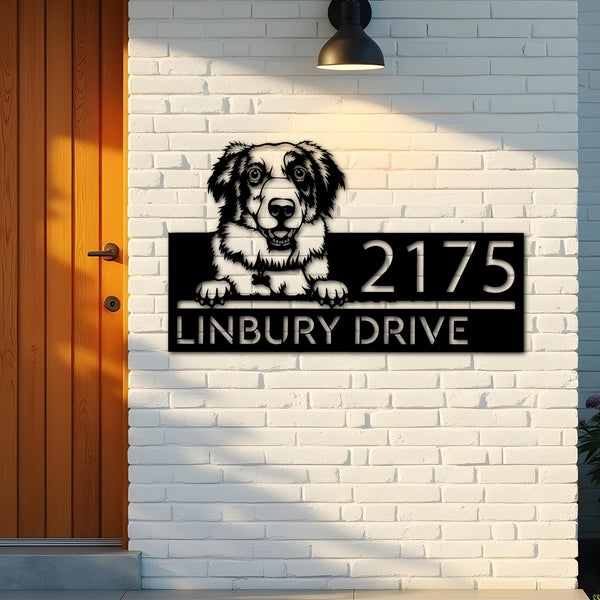 Custom Metal Australian Shepherd dog puppy Metal Address Sign House number Hanging Address Plaque Yard Sign Outdoor decor