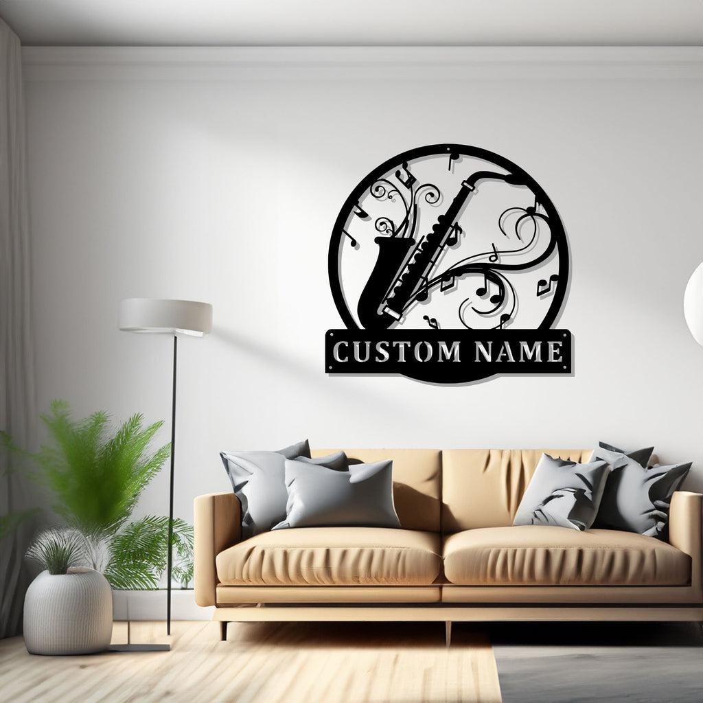 Custom Saxophone Musical instrument Metal Wall Art, Personalized Saxophone Name Sign Decoration For Room,Saxophone Home Decor