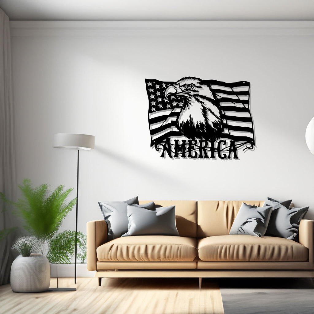 American Eagle Flag Metal Wall Art, American Eagle Flag Sign Decoration For Living Room, American Eagle Flag Metal