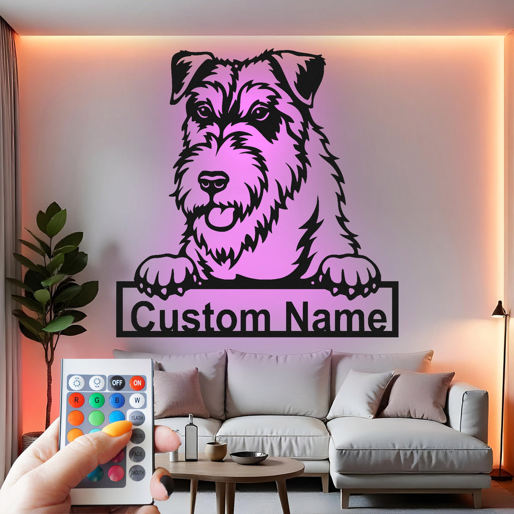 Custom Dog Metal Wall Art With Led Light , Personalized Puppy Name Decor, Pet Lover Gift, Dog Mom Home Accent, Living Room Wall Hanging