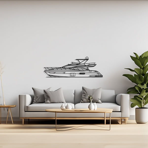 Flybridge 53 Sailboat, Yacht, Speedboat, Silhouette Metal Wall Art