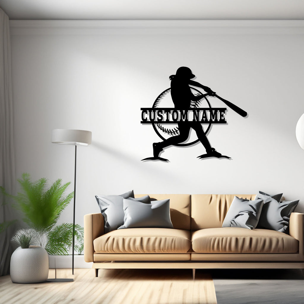 Custom Softball Metal Wall Art, Personalized Softball Player Name Sign Decoration For Room, Softball Player Metal Decor