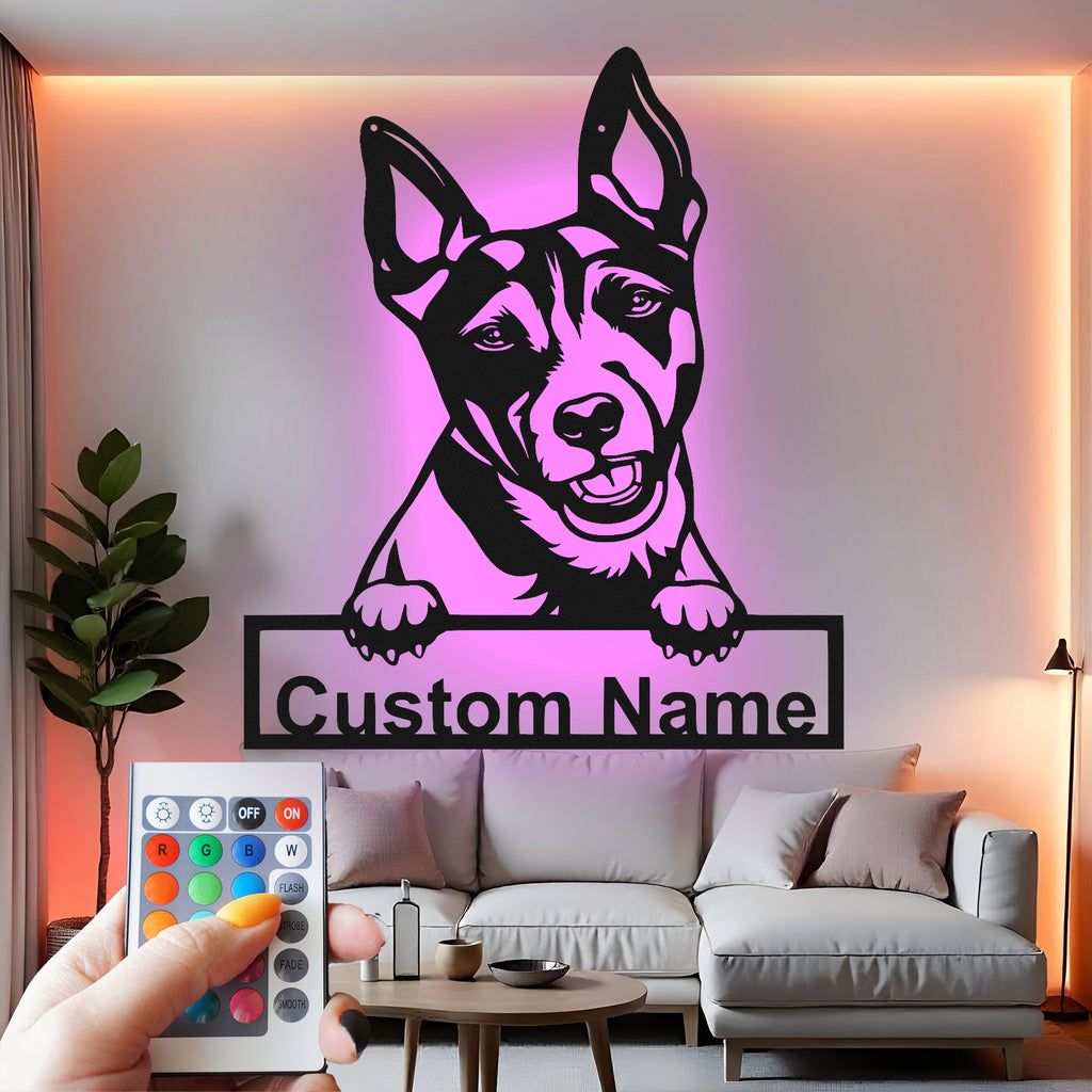Custom Dog Metal Wall Art With Led Light , Personalized Puppy Decor, Pet Lover Gift, Dog Mom Home Decor, Living Room Accent Piece