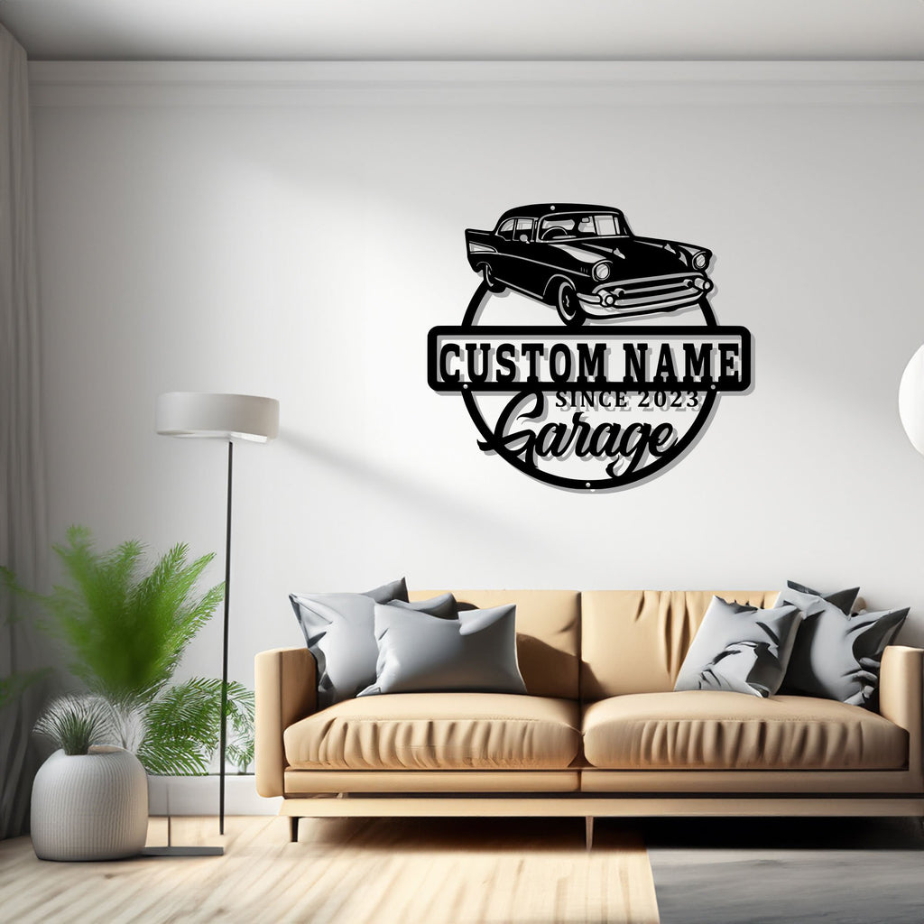 Personalized Car Garage Name Metal Sign, Custom Garage Name Laser Cut Metal Wall Art Plaque Man Cave Home Decor Dad&#39;s Gift - 1552713926