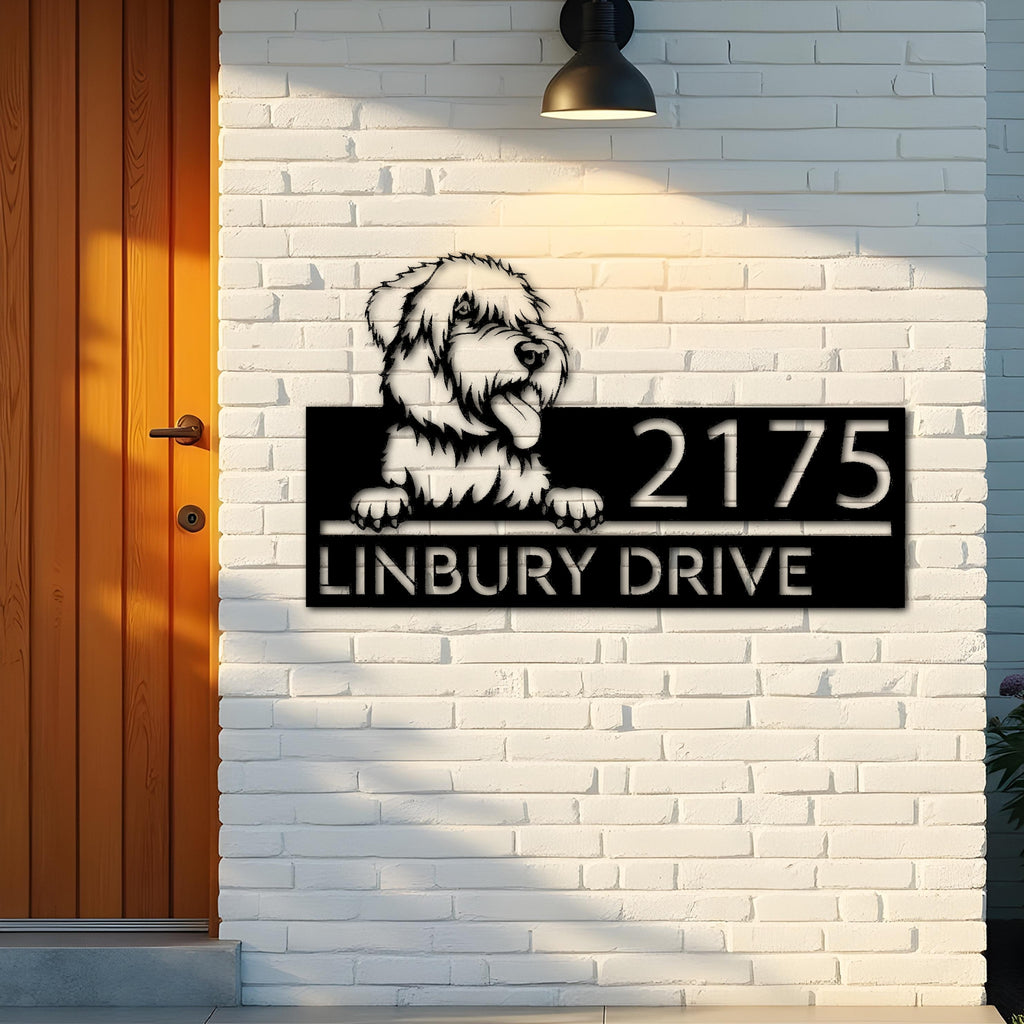 Custom Metal Wheaten Terrier dog Puppy Metal Address Sign House number Hanging Address Plaque Yard Sign Outdoor decor