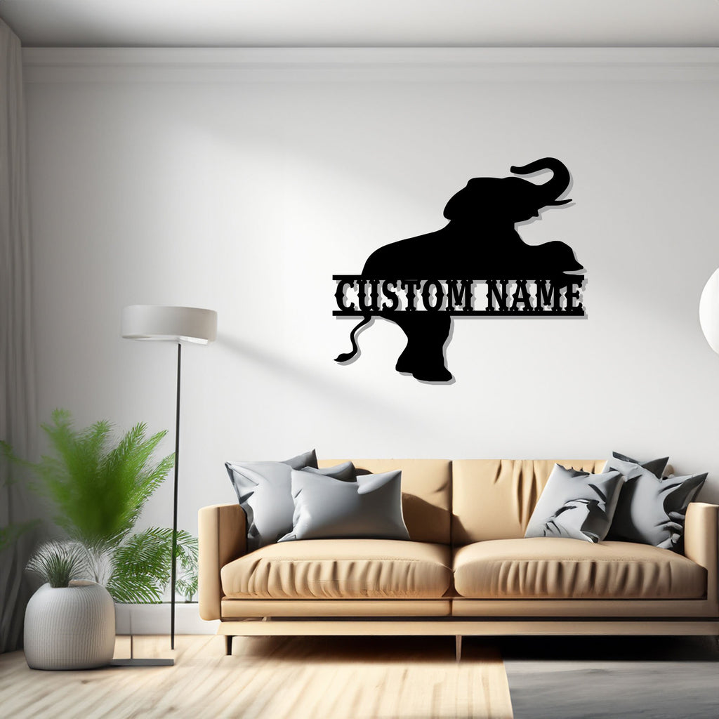 Custom Elephant Metal Wall Art, Personalized Elephant Name Sign Decoration For Room, Elephant Home Decor, Custom Elephant, Elephant Lover