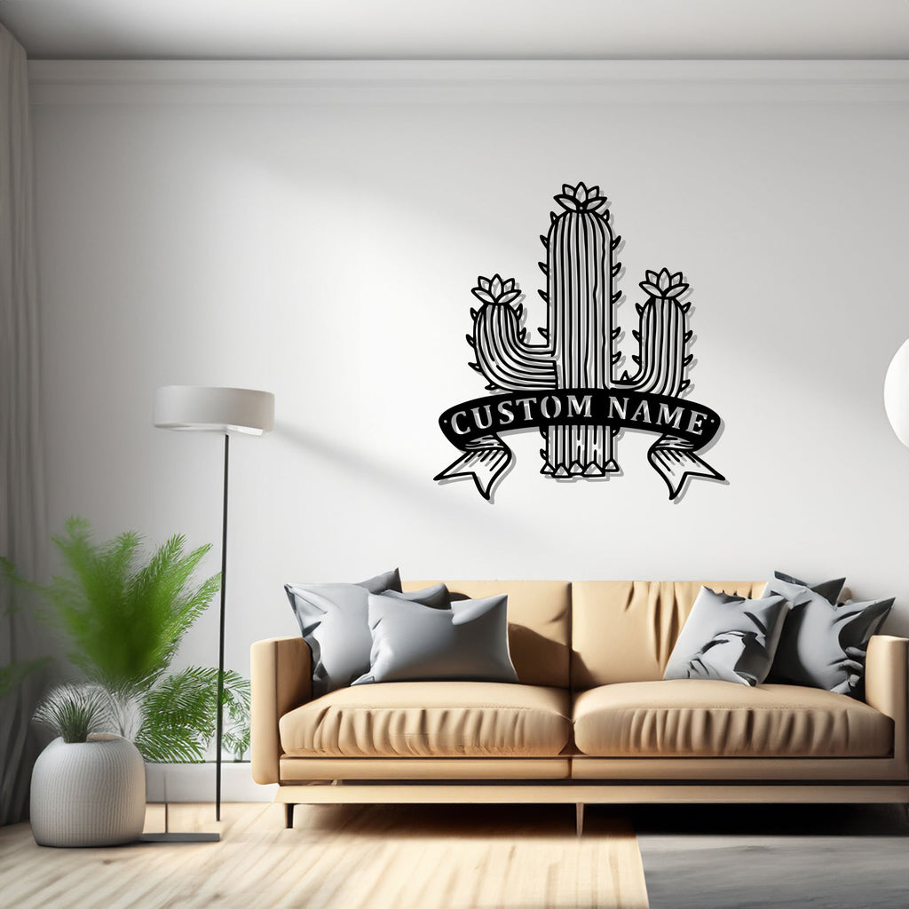 Personalized Cactus Metal Sign, Cactus Metal Wall Art, Office Wall Art, Housewarming Outdoor Metal Sign, Gifts Cactus Lover, Custom Cactus