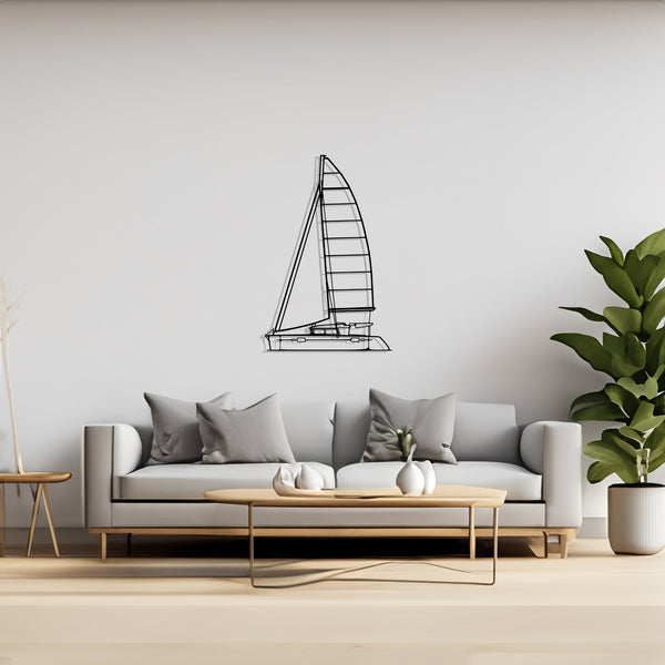 450 Front Sailboat, Yacht, Speedboat, Silhouette Metal Wall Art