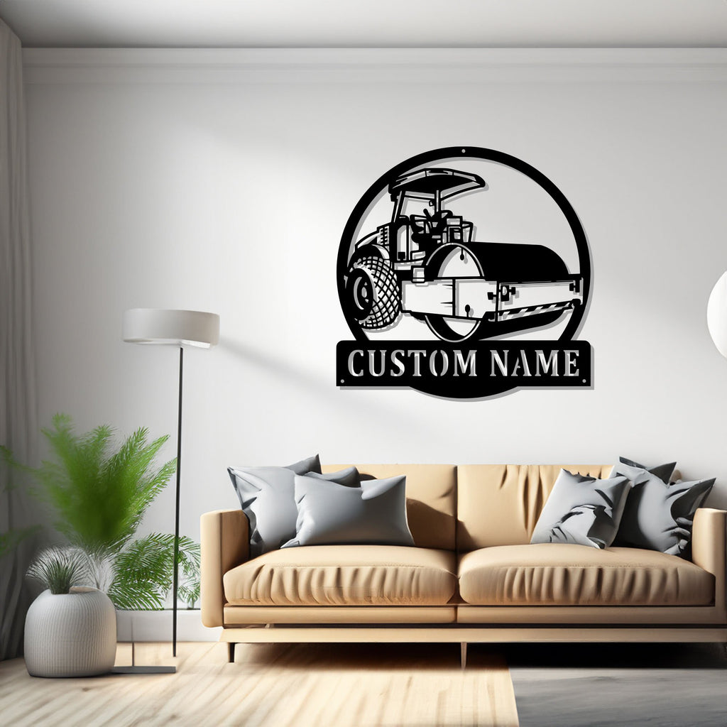 Custom Road Roller Truck Metal Wall Art, Personalized Roller Truck Name Sign Decoration For Room,Roller Truck Metal Decor - 1503473222