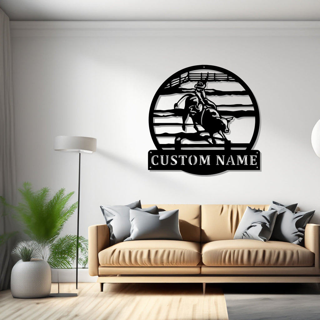 Custom Bull Rider Metal Wall Art, Personalized Bull Rider Name Sign Decoration For Room, Bull Rider Home Decor, Bull Rider