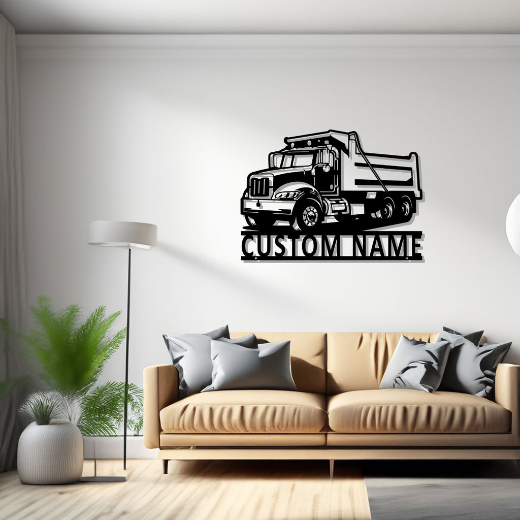 Custom Dump Truck Metal Wall Art, Personalized Dump Trucker Name Sign Decoration For Room, Dump Truck Metal - 1502817754