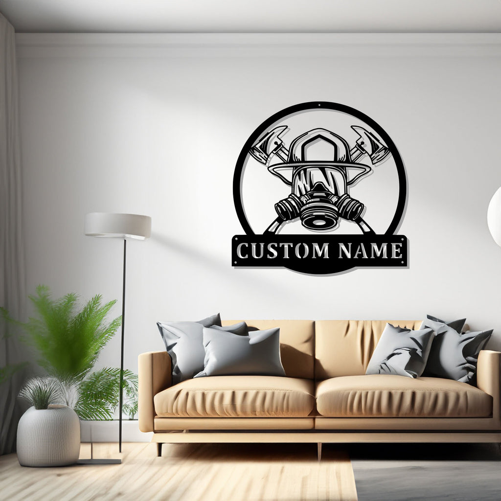 Custom Firefighter Metal Wall Art, Personalized Firefighter Name Sign Decoration For Room, Firefighter Metal Home Decor