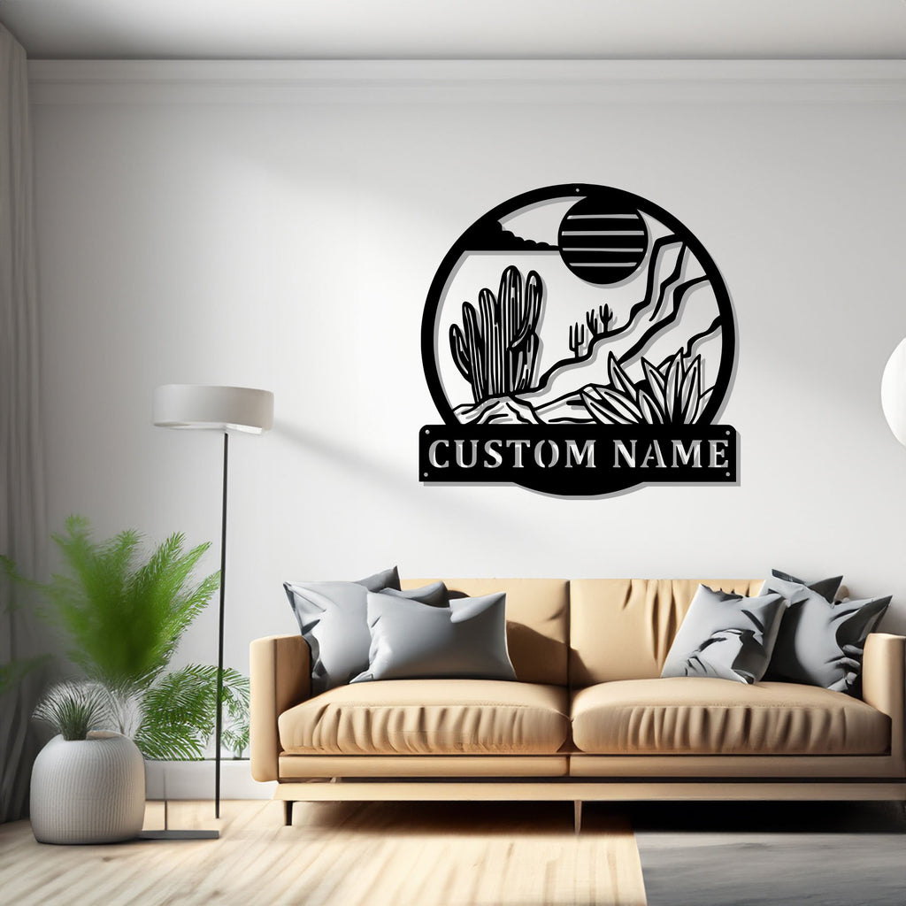 Custom Desert Cactus Metal Wall Art, Personalized Cactus Name Sign Decoration For Room, Cactus Home Decor, Custom Cactus, Desert Cactus