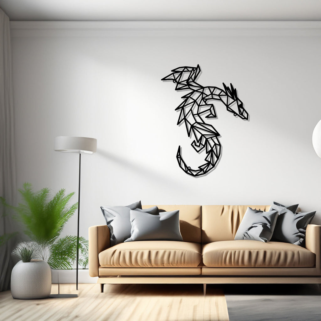 Custom Dragon Geometric Metal Wall Art, Personalized Dragon Name Sign Decoration For Room, Dragon Home Decor, Custom Dragon