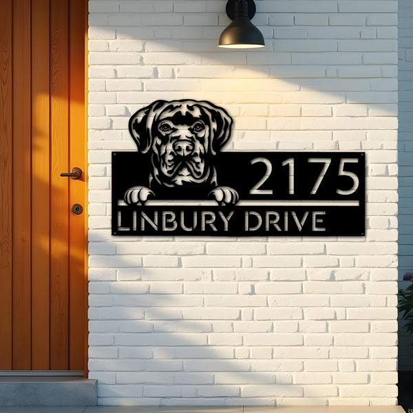 Custom Metal Cane Corso dog cute puppy Metal Address Sign House number Hanging Address Plaque Yard Sign Outdoor decor