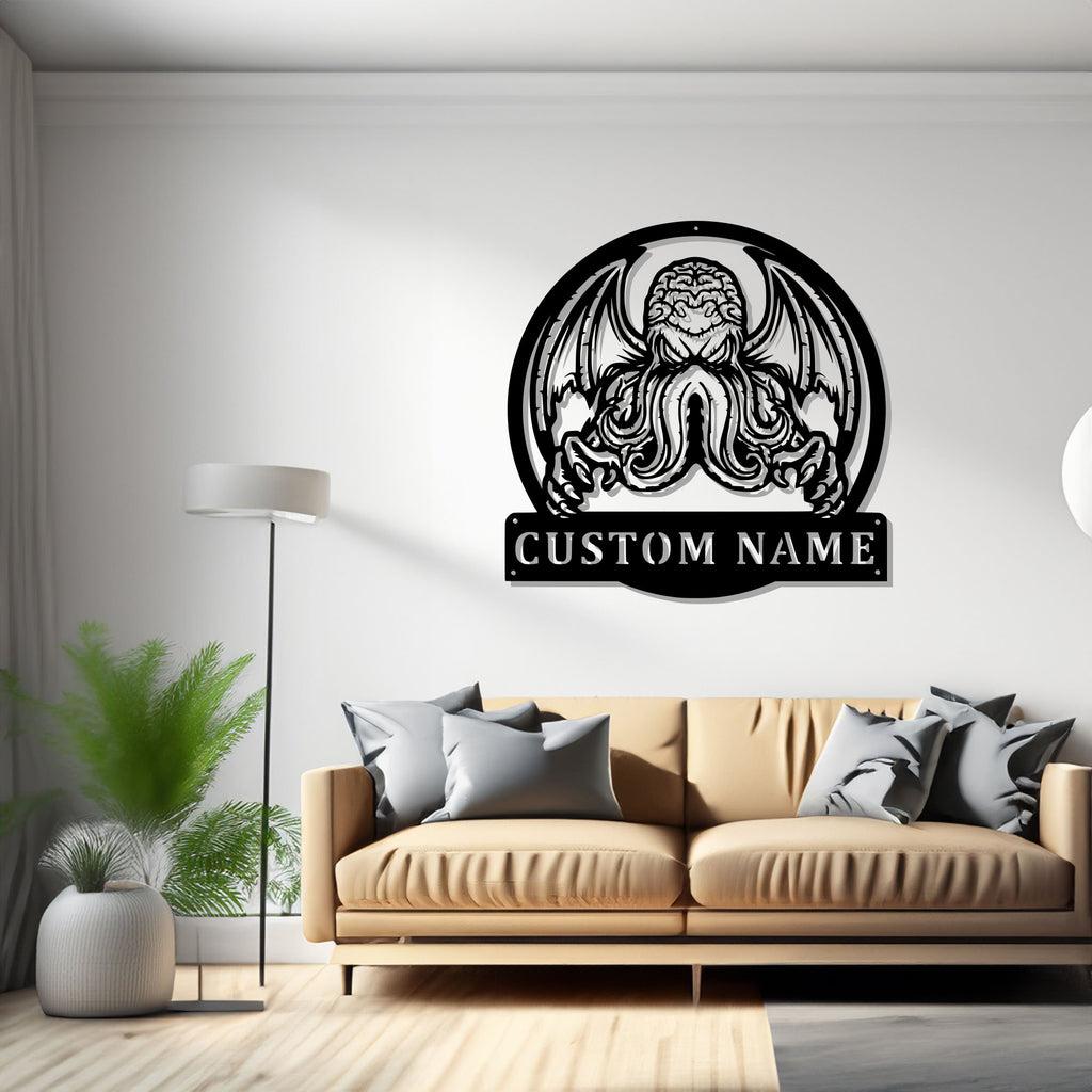 Personalized Cthulhu Metal Sign, Cthulhu Metal Wall Art, Office Wall Art, Housewarming Outdoor Metal Sign, Gifts Cthulhu Lover,