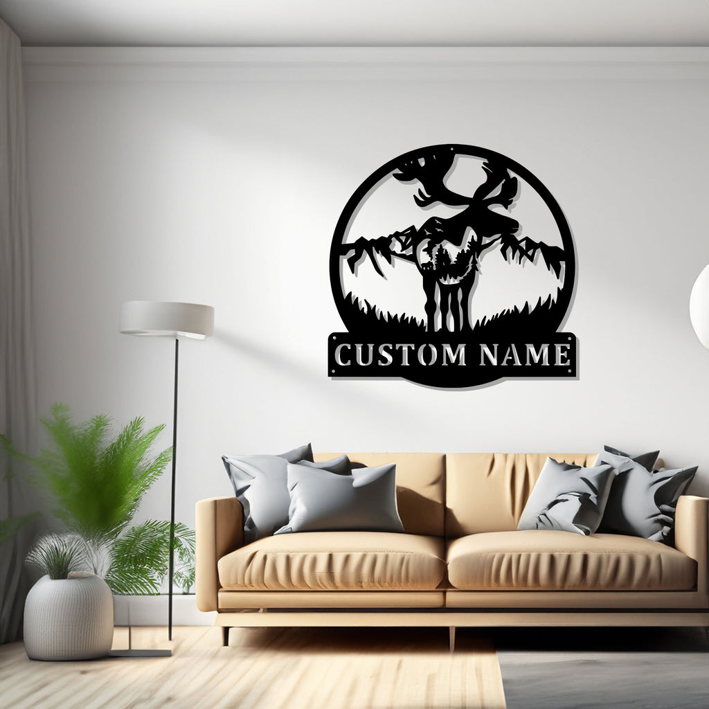 Custom Moose Metal Wall Art, Personalized Moose Hunter Name Sign Decoration For Room, Moose Metal Home Decor, Custom Moose