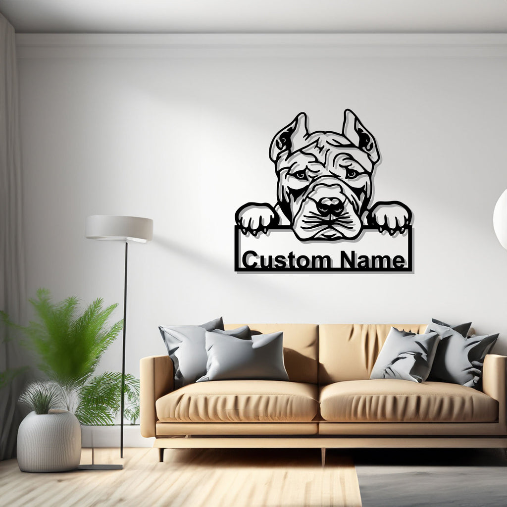 Custom American Bully Metal Wall Art, Personalized American Bully Name Sign Decoration For Dog Room,American Bully Home Decor