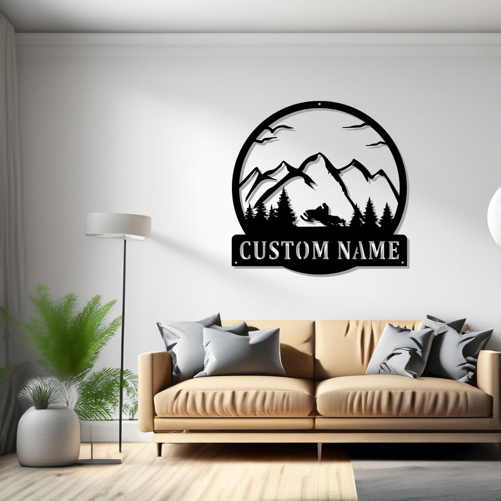 Custom Snowmobile Metal Wall Art, Personalized Snowmobile Rider Name Sign Decoration For Room, Snowmobile Metal Decor - 1544799451