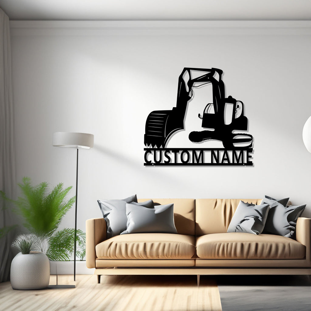 Custtom Excavator Metal Wall Art, Personalized Excavator Driver Name Sign Decoration For Room, Excavator Metal Decor - 1507241353