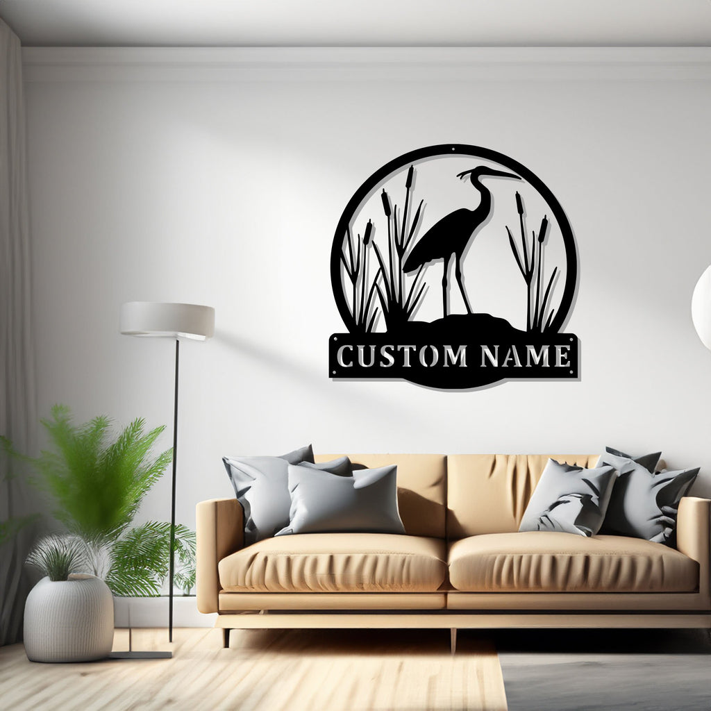 Custom Crane Bird Metal Wall Art, Personalized Crane Name Sign Decoration For Room, Crane Home Decor, Custom Crane, Crane Animal Lover - 1154784759