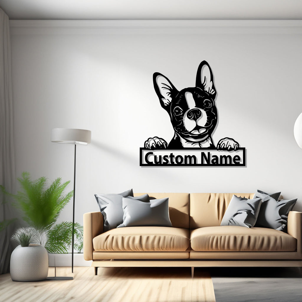 Personalized Boston Terrier Dog Metal Sign, Boston Terrier Metal Wall Art, Office Wall Art, Housewarming Outdoor Metal Sign