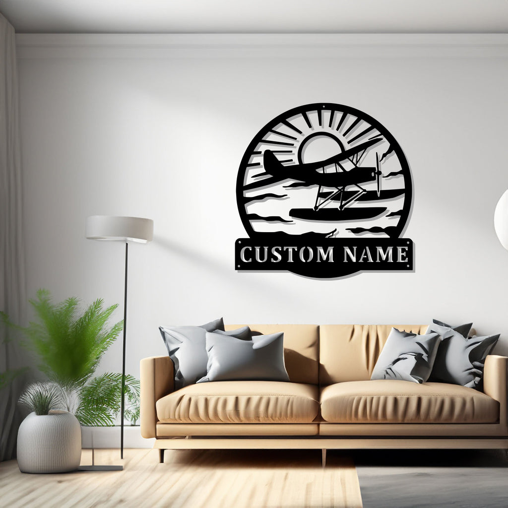 Custom Plane With Floats Metal Wall Art, Personalized Plane Name Sign Decoration For Room, Plane Metal Home Decor, Custom Plane, Plane Lover