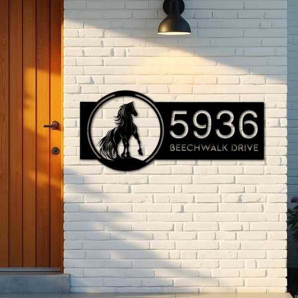 Custom Metal Horse Metal Address Sign, House number, Outdoor Number Signage, Yard Sign Address Plate