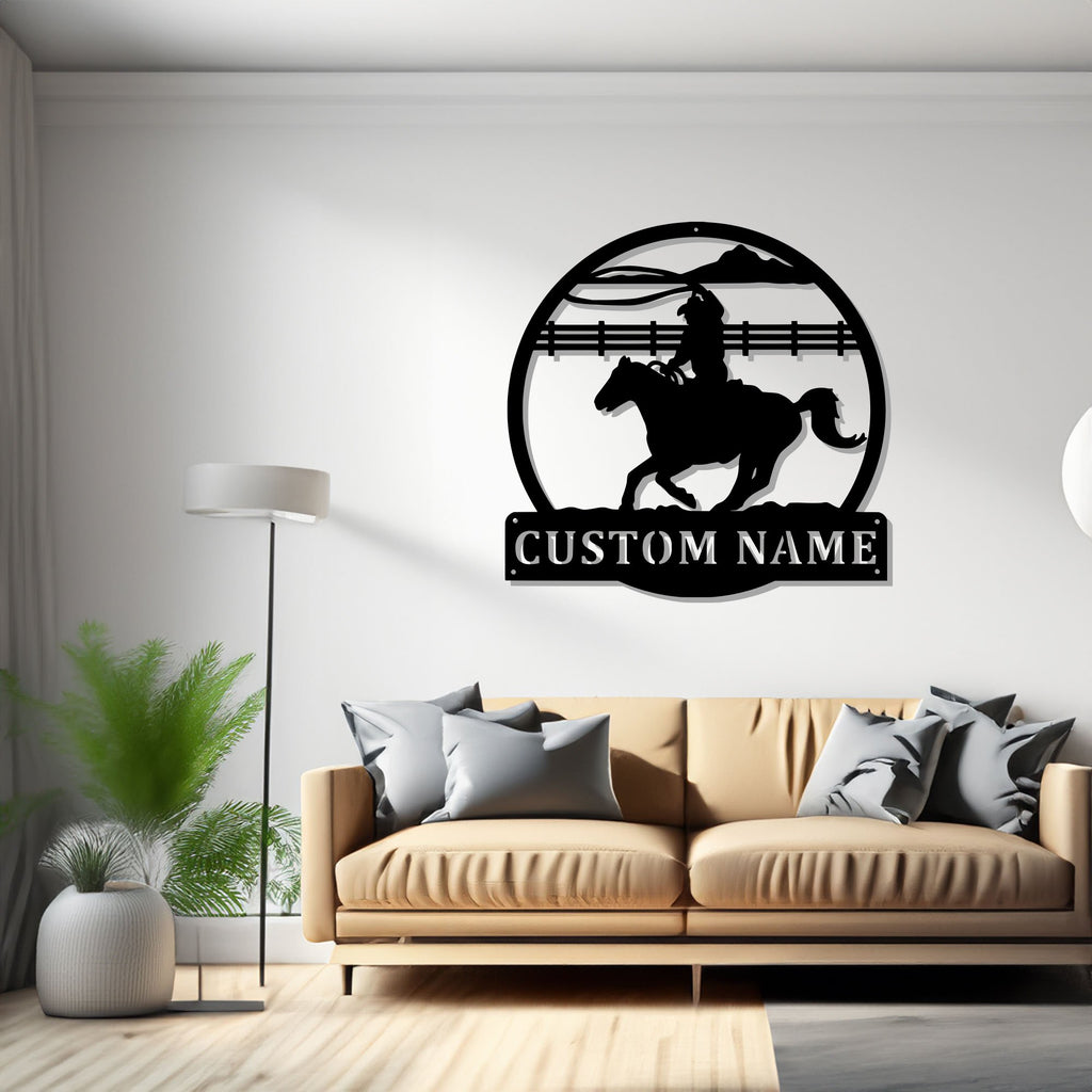 Custom Cowboy Roper Round Metal Wall Art, Personalized Cowboy Name Sign Decoration For Room, Cowboy Home Decor, Custom Cowboy, Cowboy Roper