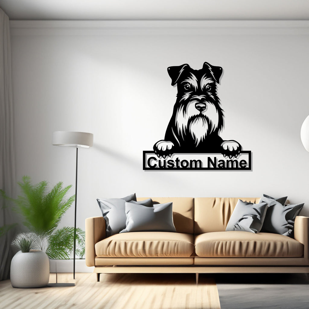 Custom Miniature Schnauzer Dog Metal Wall Art, Personalized Miniature Schnauzer Name Sign Decoration For Room,Miniature Schnauzer Home Decor