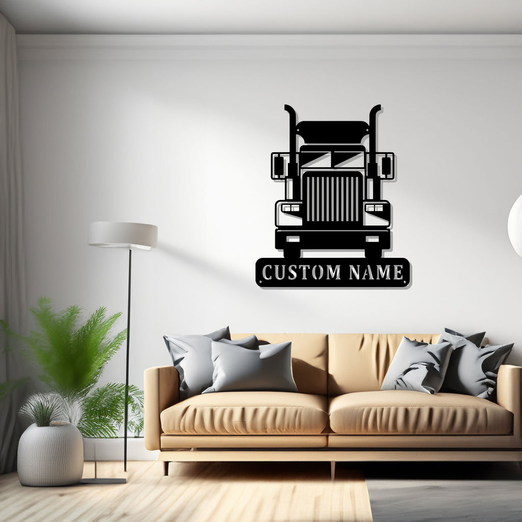 Custom Semi Truck Metal Sign, Personalized Semi Trucker Name Sign Decoration For Room, Semi Truck Metal Decor - 1778493263