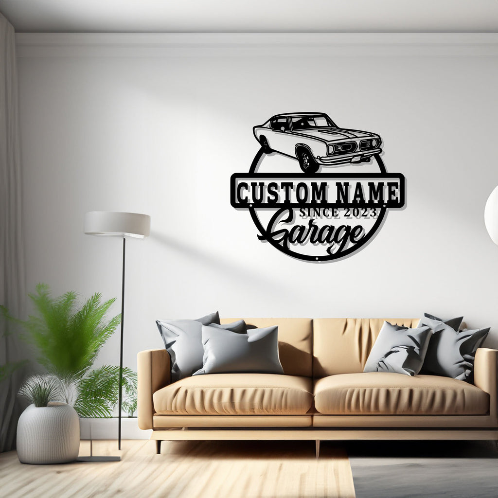 Personalized Car Garage Name Metal Sign, Custom Garage Name Laser Cut Metal Wall Art Plaque Man Cave Home Decor Dad&#39;s Gift - 1565357911