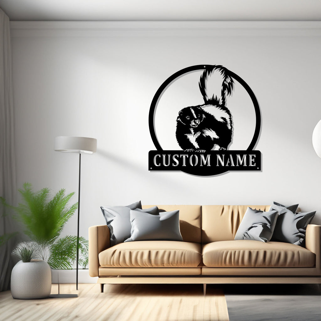 Custom Skunk Metal Wall Art, Personalized Skunk Name Sign Decoration For Room, Skunk Metal Decor, Custom Skunk Metal Sign