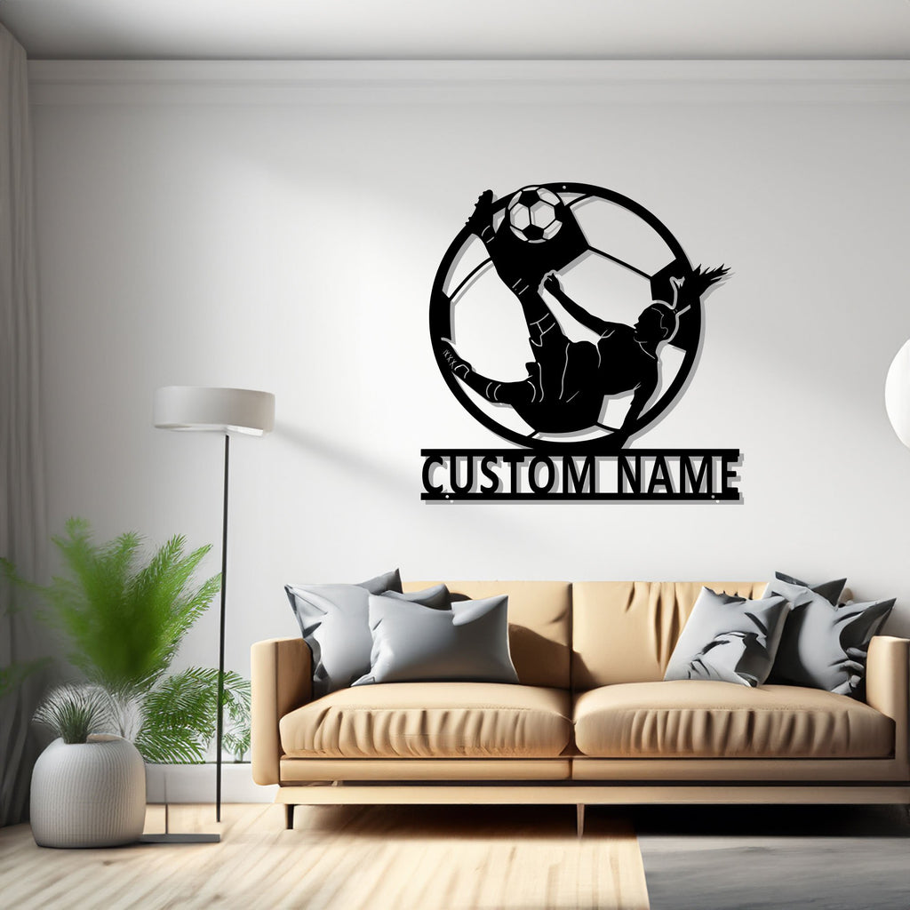 Custom Soccer Metal Wall Art, Personalized Soccer Player Name Sign Decoration For Room, Female Soccer Player Metal Decor - 1513860715