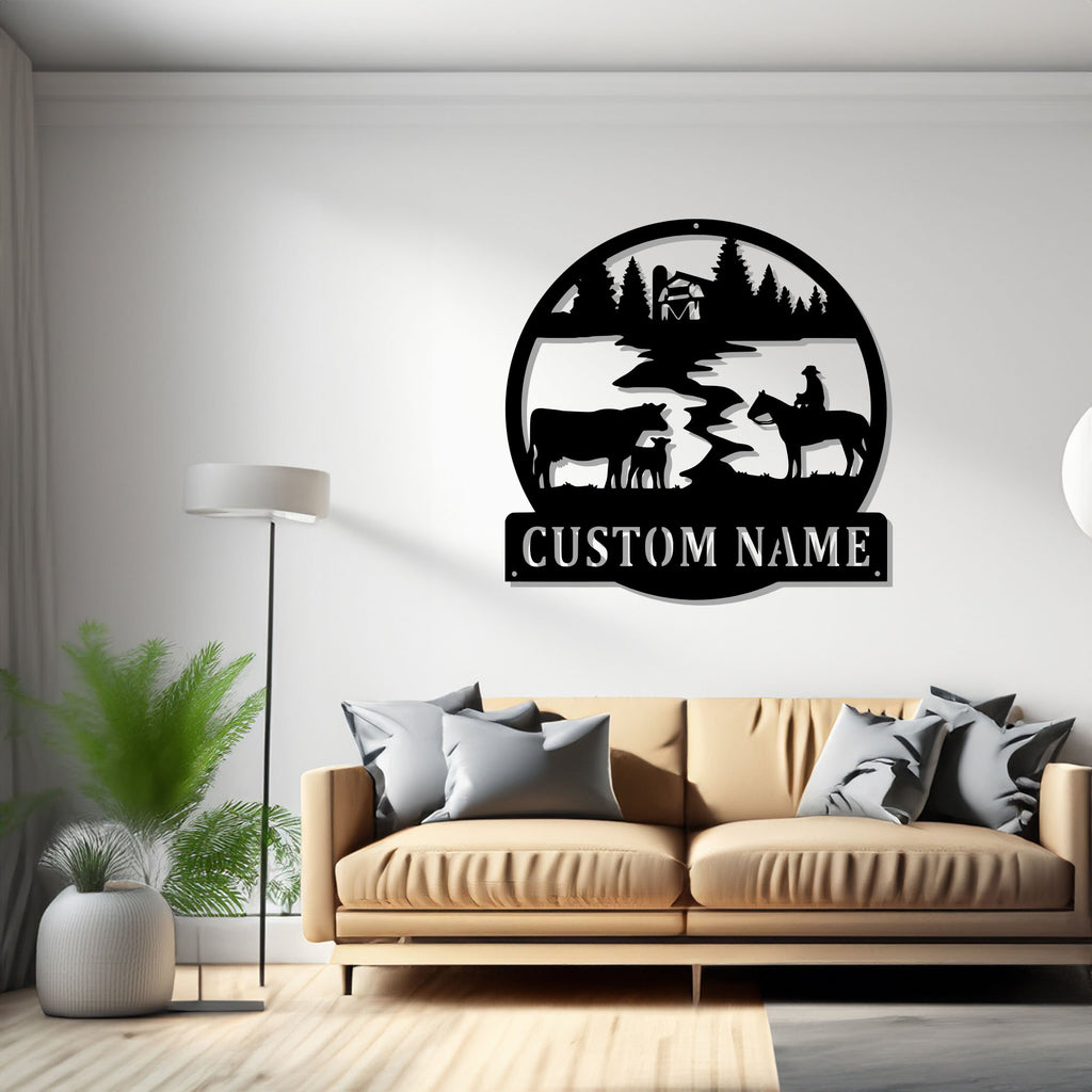 Custom Cow Farm Metal Sign, Personalized Cow Farm Name Sign Decoration For Room, Cow Farm Metal, Cow Farmer Gift - 1694830628