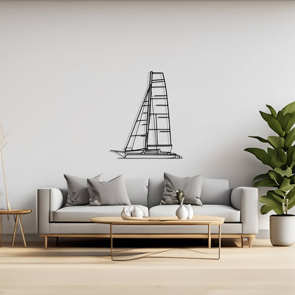 760 Front Sailboat, Yacht, Speedboat, Silhouette Metal Wall Art